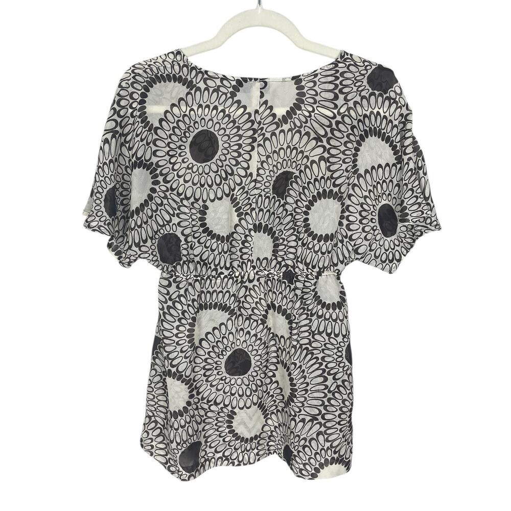 Trina Turk Silk Babydoll Sheer Mesh Top Cream Brown Neutral Small Y2K Coquette - Picture 8 of 13